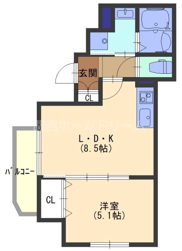 スリール明和I(1LDK/2階)の間取り写真