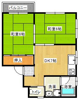 野々村ハイツ(2DK/2階)の間取り写真