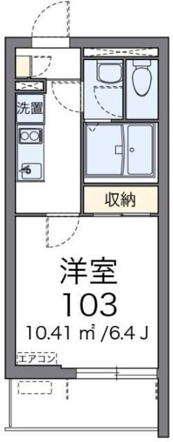 クレイノシャルム(1K/2階)の間取り写真