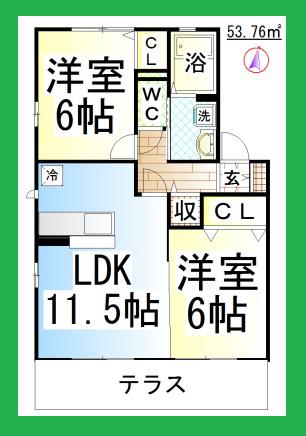 DL レジデンスM(2LDK/2階)の間取り写真