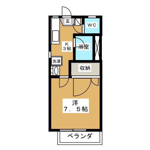 クレールハイツB(1K/1階)の間取り写真