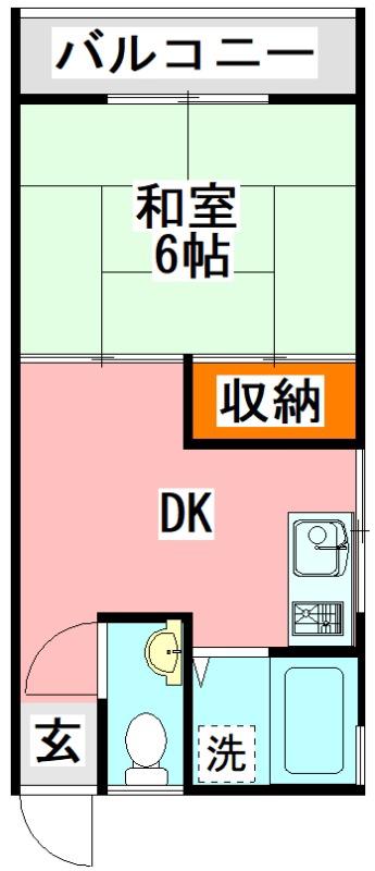 ドリーム古川(1DK/2階)の間取り写真
