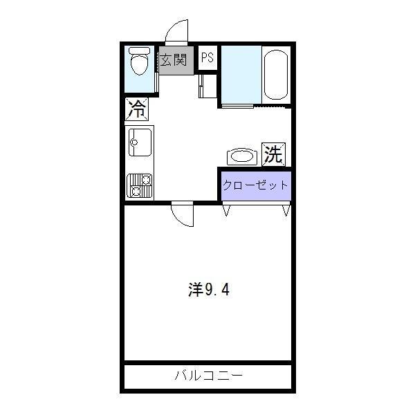 パークサイド筑後(1K/3階)の間取り写真
