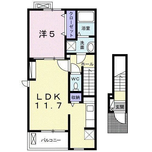 リズィエールI(1LDK/2階)の間取り写真