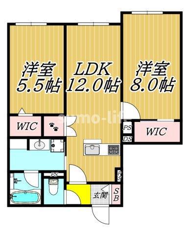 FOREST MONZENCYO イースト(2LDK/1階)の間取り写真