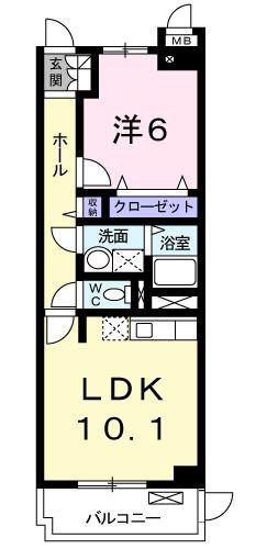 カルムアビタシオン(1LDK/1階)の間取り写真