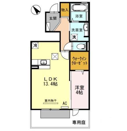METEOR瑞穂(1LDK/1階)の間取り写真