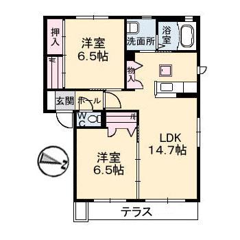 SAKURA A棟(2LDK/1階)の間取り写真