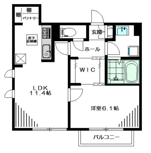 ボヌール北沢(1LDK/2階)の間取り写真
