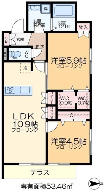 LEVER DU SOLEIL(2LDK/1階)の間取り写真