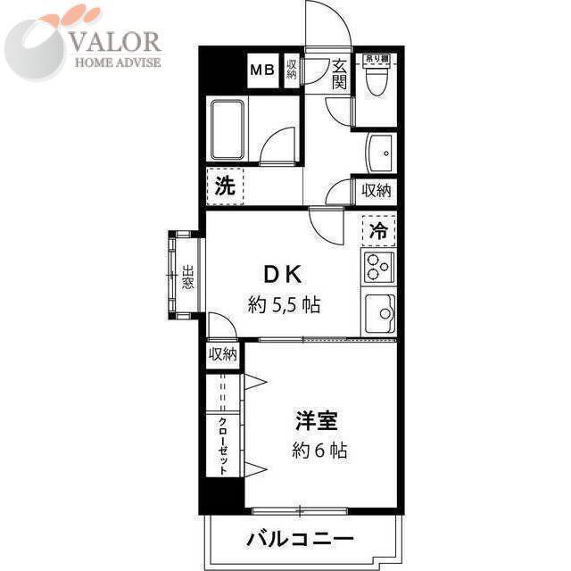 ルミエール大森(1DK/2階)の間取り写真