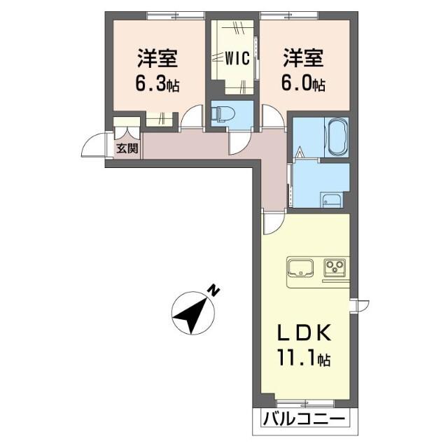 ハミングバード(2LDK/2階)の間取り写真