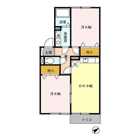 セジュール浅羽野102(2DK/1階)の間取り写真