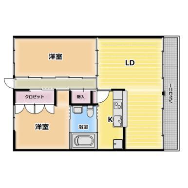 京都みやび(2LDK/2階)の間取り写真