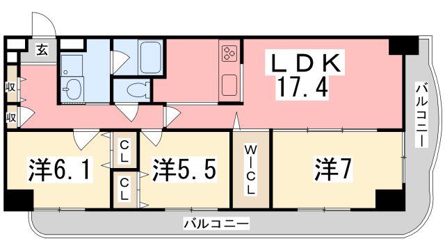 手柄アートスカイハイツ(3LDK/14階)の間取り写真