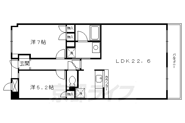 ライオンズマンション長岡天神(2LDK/3階)の間取り写真