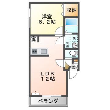 Mハイツ東町8(1LDK/2階)の間取り写真