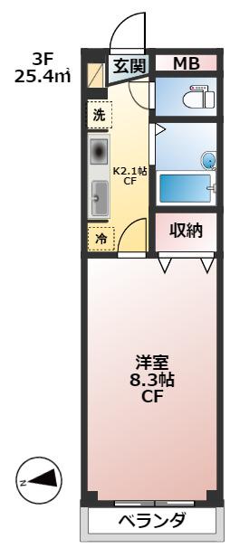 JUBILANT 03(1K/3階)の間取り写真