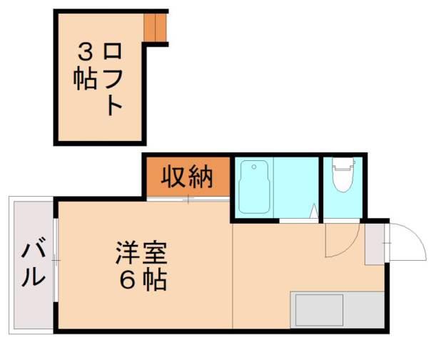 ルーブル医生ヶ丘(1K/2階)の間取り写真