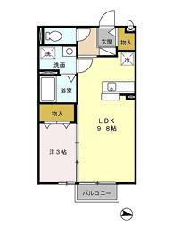 アルマンド上峰(1LDK/2階)の間取り写真