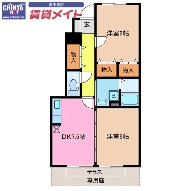 エステート陽だまり(2DK/1階)の間取り写真