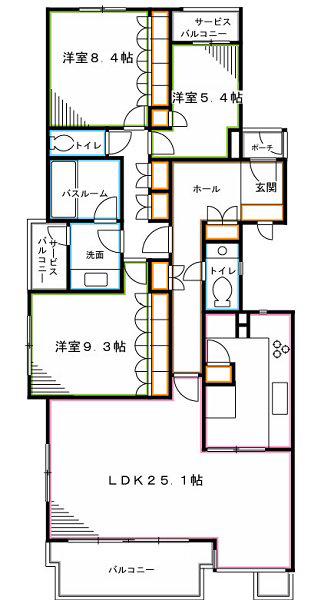 Uガーデン杉並(3LDK/1階)の間取り写真