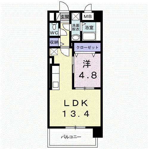 OSANPO上津(1LDK/7階)の間取り写真