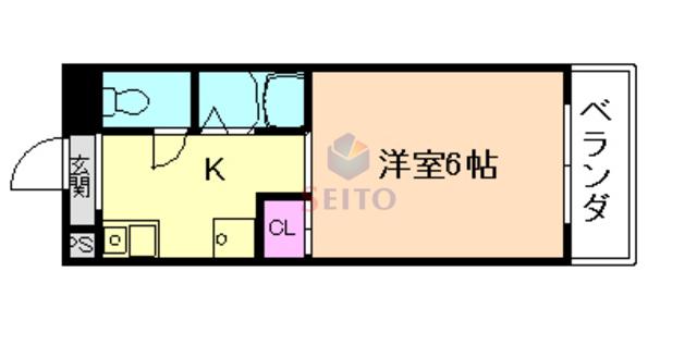 RIGEL岡町(1K/4階)の間取り写真