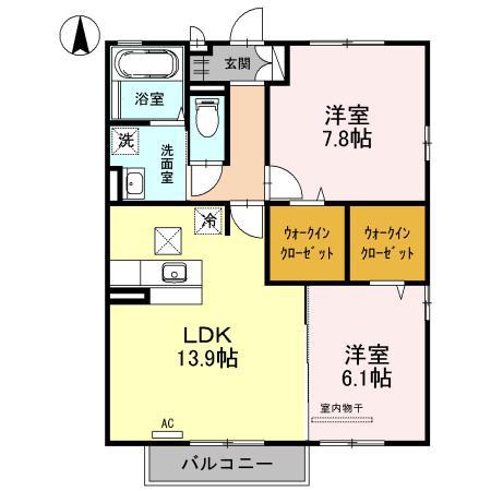サンフラワー ガーデン A・B棟(2LDK/1階)の間取り写真