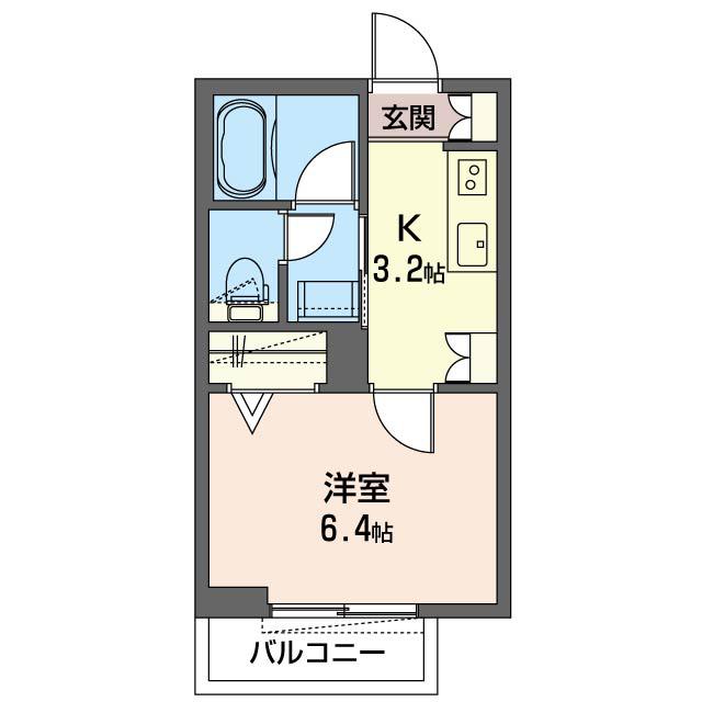 ブルースカイ(1K/1階)の間取り写真