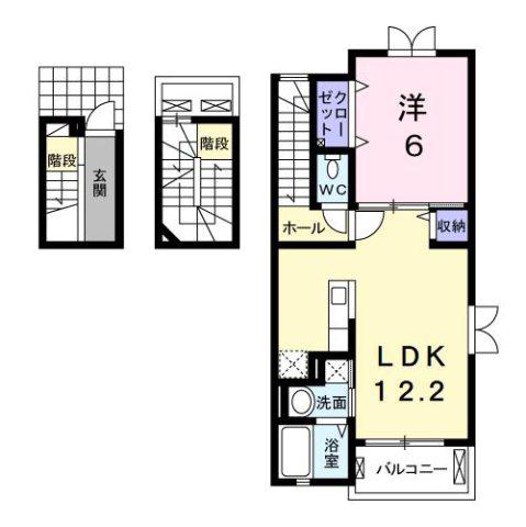 ユーアイハイツ新家(1LDK/3階)の間取り写真