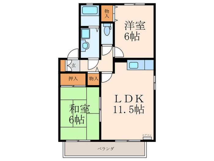 ヴィラージュ中野A棟(2LDK/2階)の間取り写真