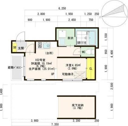 ガナーズ館 長柄(1SDK/1階)の間取り写真