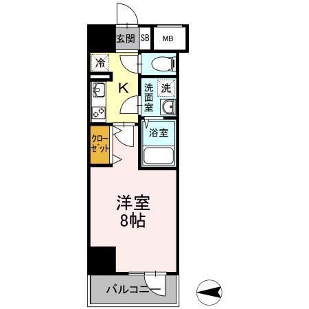 D-ROOM早稲田(1K/8階)の間取り写真
