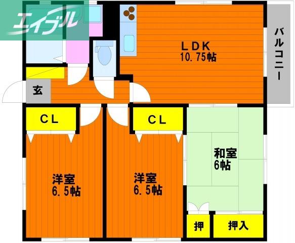 シティハイツフローラ(3LDK/1階)の間取り写真