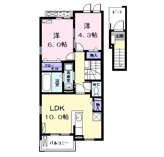 ガーデンハウスN(2LDK/2階)の間取り写真