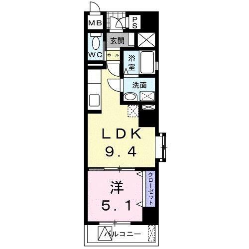 タウンコートS(1LDK/4階)の間取り写真