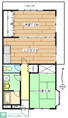 旭ハイツII(2DK/3階)の間取り写真