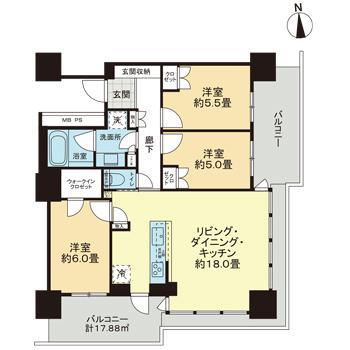 ライオンズタワー柏(3LDK/5階)の間取り写真