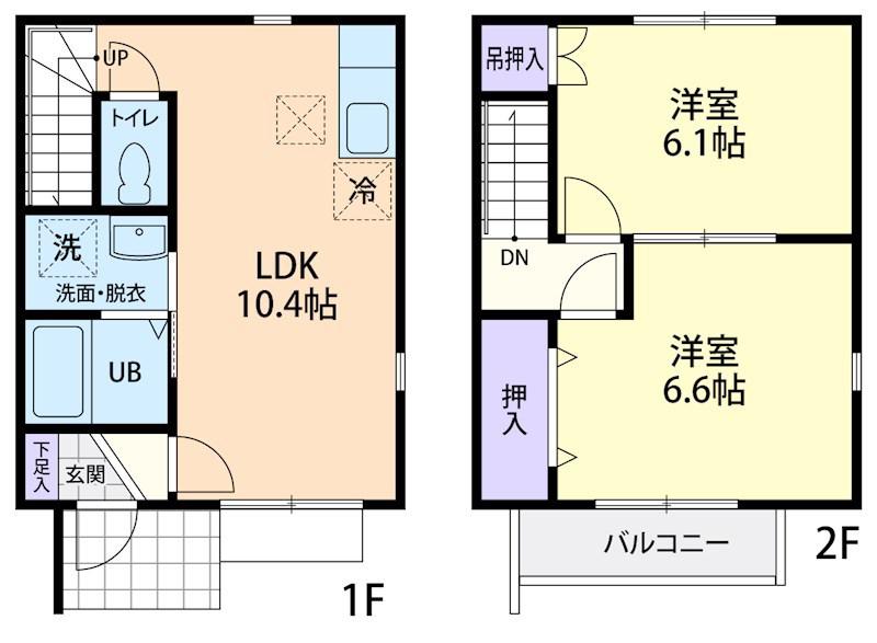 PORTE BONHEURB(2LDK/1階)の間取り写真
