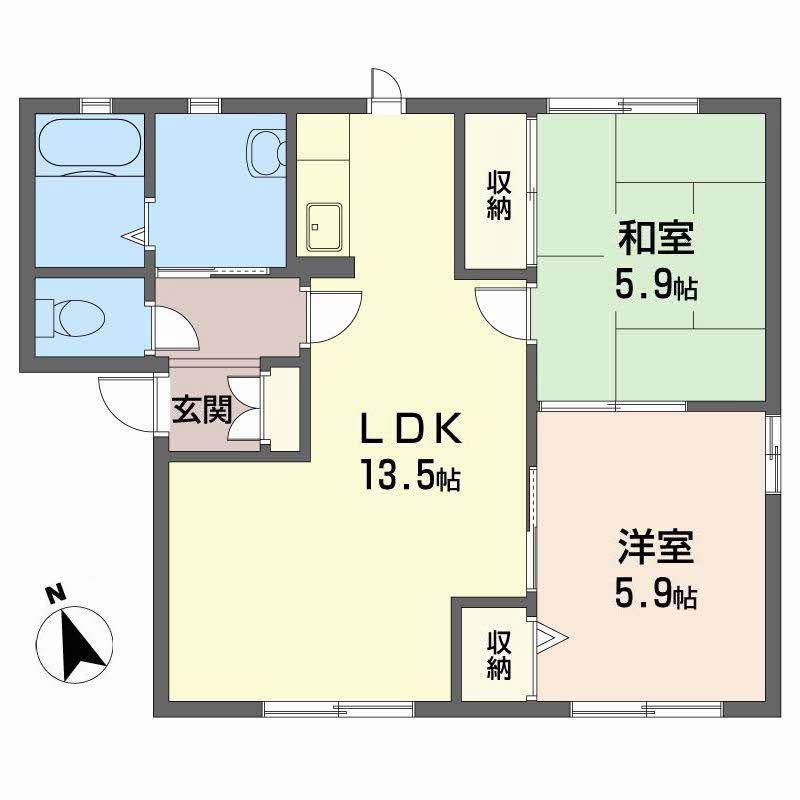 ディアス中島A(2LDK/2階)の間取り写真