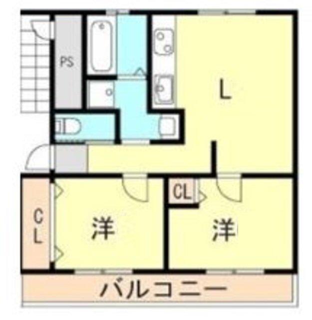 高津橋農住団地C棟(2LDK/5階)の間取り写真