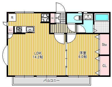 メゾン平塚I(1LDK/2階)の間取り写真