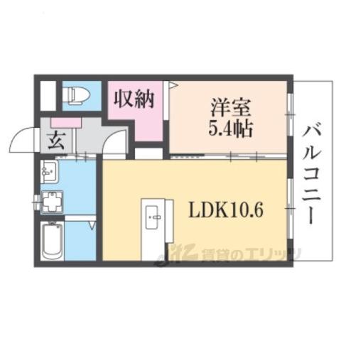 ソレイユ51(1LDK/1階)の間取り写真
