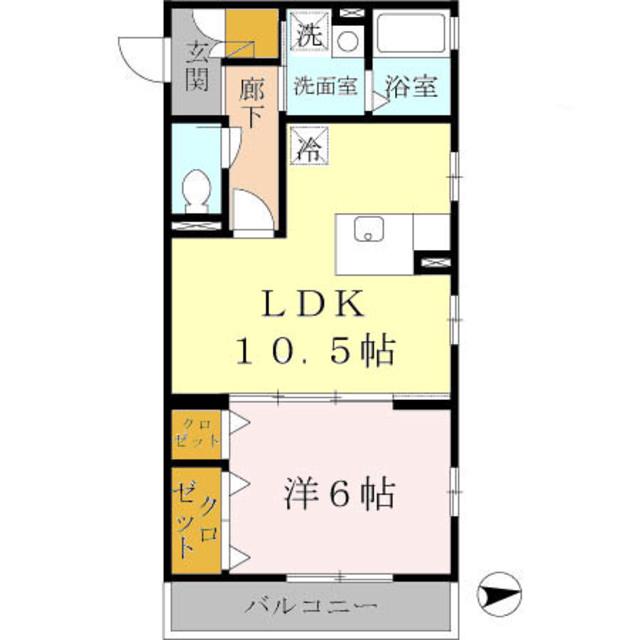 サウスメゾン秋桜(1LDK/2階)の間取り写真