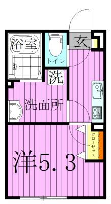 グレイス高野2(1K/2階)の間取り写真