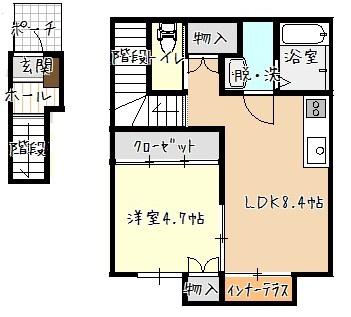 セイシェル宝町(1LDK/2階)の間取り写真
