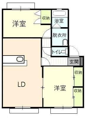 アーバングリーン(2LDK/1階)の間取り写真