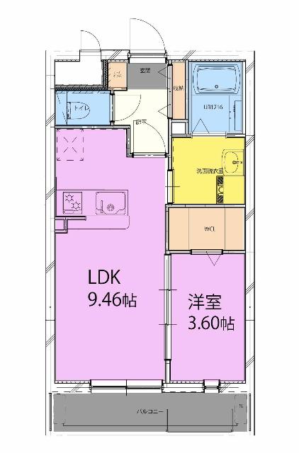 アーベイン松山(1LDK/5階)の間取り写真