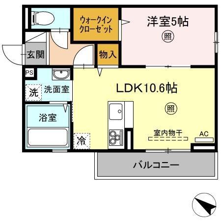 グラディート2(1LDK/2階)の間取り写真